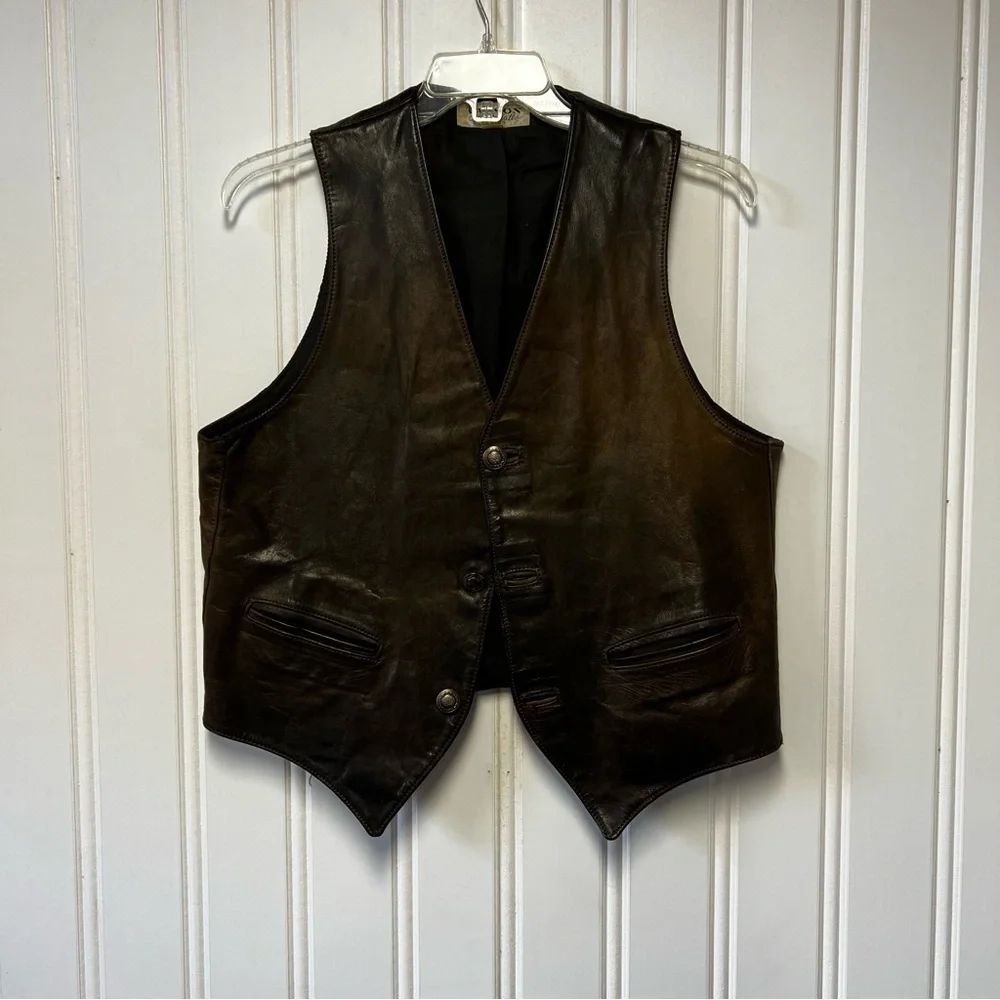 Vanson Leather Associates Vintage Leather Vest Mens Large